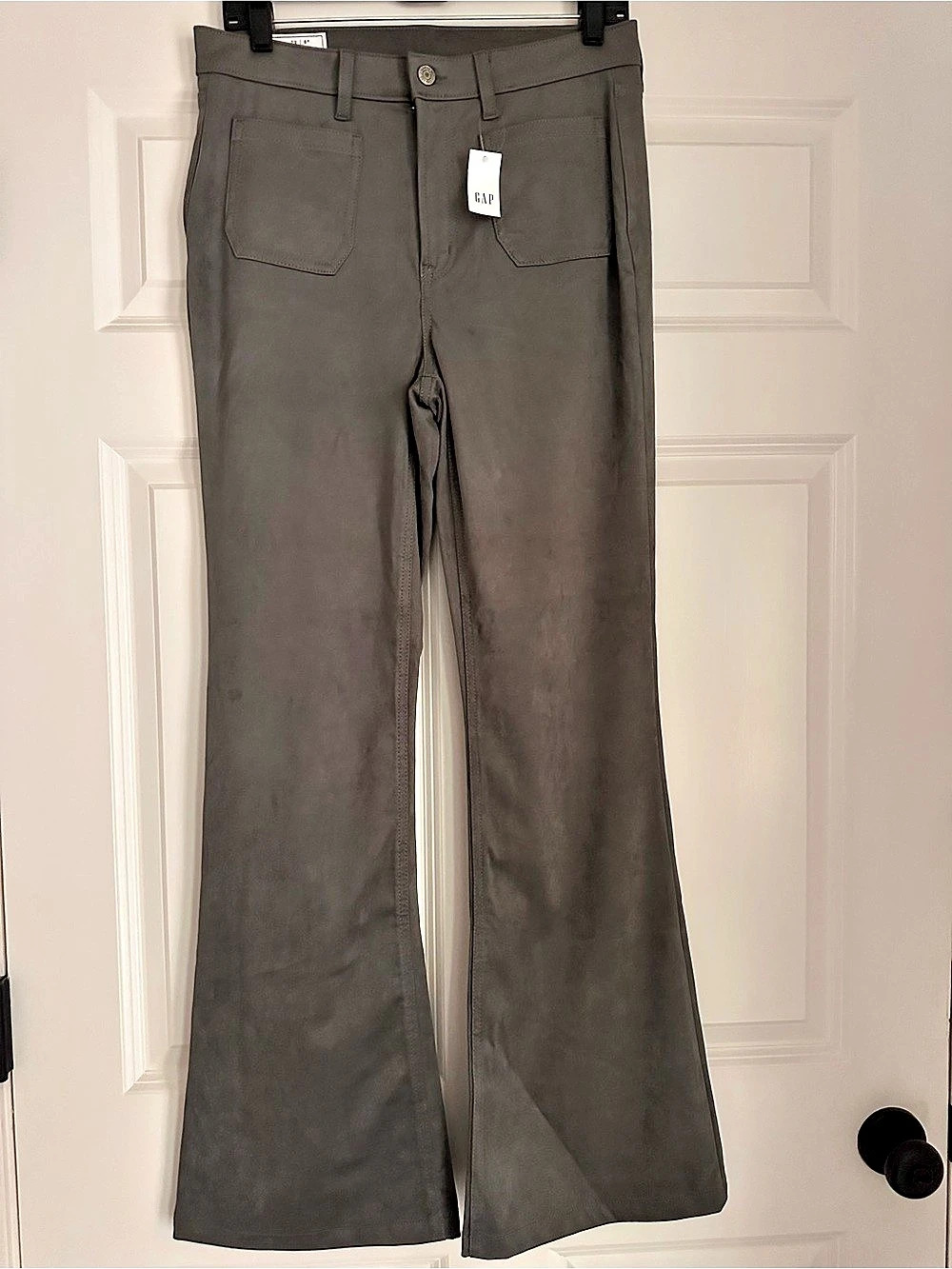 Gap 70's High Rise Flare Faux Suede Pants Gray Waist 29/8R NWT